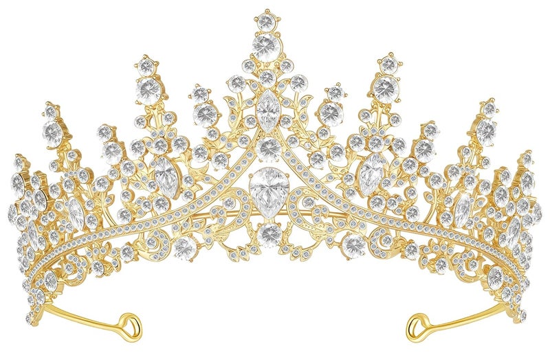 Queenship تاج للنساء، تاج ملكة لحفلة عيد الميلاد، حفلة تخرج، حفلة زفاف، لون ذهبي - Image 1